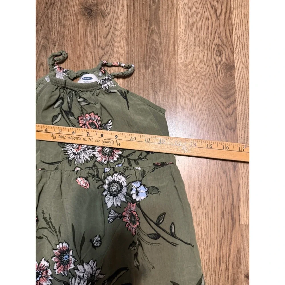 Old Navy Dress Girls Size M (8) Green Maxi High Low Floral Sleeveless Halter